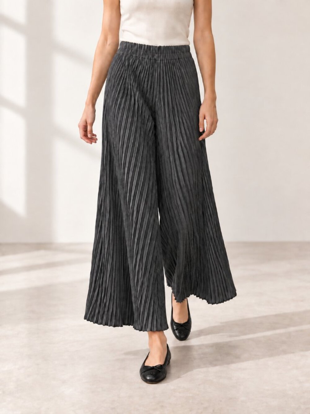 Jigsaw Charcoal Grey Pleated Wide Leg Pants